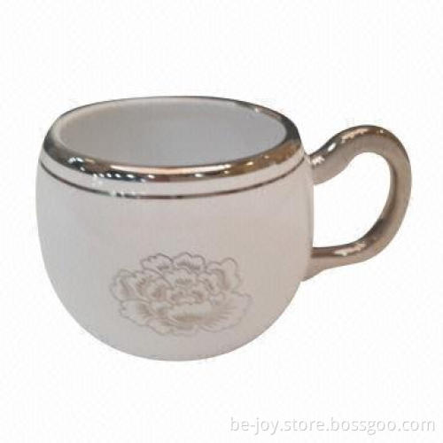10oz Electroplated porcelain cup, gold/silver color, OEM orders are welcome